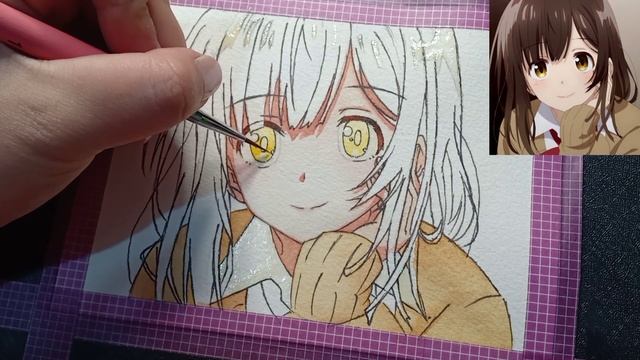 [ひげを剃る] How to paint an anime character | Tutorial for beginners |watercolor @lenemei. смотреть онлайн