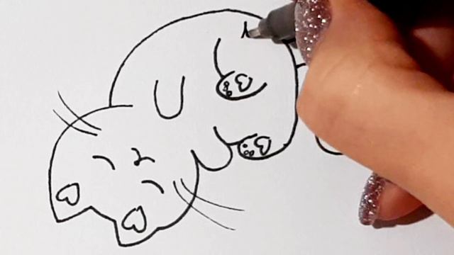 Рисуем СПЯЩЕГО КОТЁНКА/РИСУНКИ ДЛЯ СРИСОВКИ смотреть онлайн