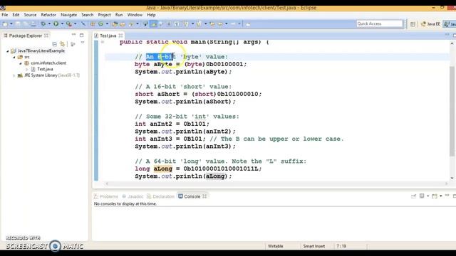 Java 7 feature:Binary Literals смотреть онлайн