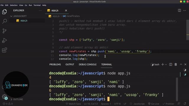 Tutorial JavaScript | Belajar Javascript Array push() dan pop() смотреть онлайн