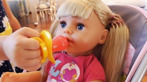 Baby doll Mornign routine, toys for kids to play pretend play, baby born chair, nursery rhyme song