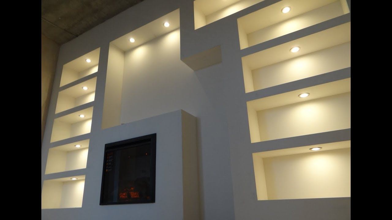 Камин своими руками из гипсокартона! Ниша под телевизор из гипсокартона с подсветкой Дизайн Ниши смотреть онлайн