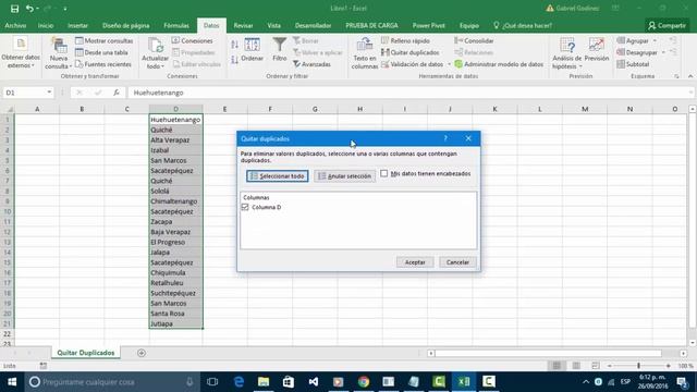 Quitar Duplicados en columnas Excel 2016 смотреть онлайн