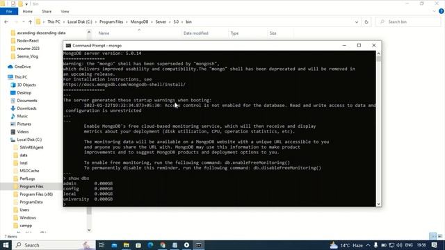 MongoDB Installation & Setup Tutorial || MongoDB commands & Error Sollution смотреть онлайн