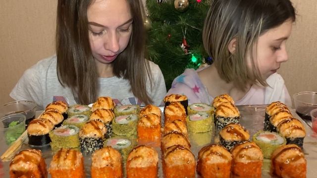 МУКБАНГ ?СУШИ РОЛЛЫ/Лучшая доставка/MUKBANG SUSHI ROLLS