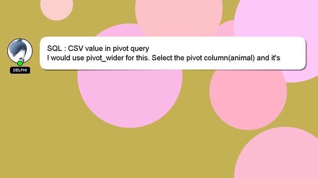 SQL : CSV value in pivot query смотреть онлайн
