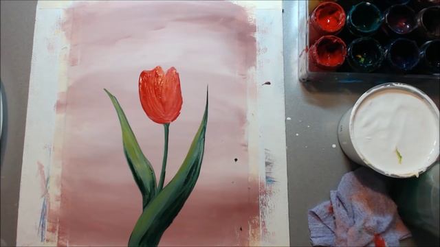 Рисуем ТЮЛЬПАН гуашью. С праздником!: