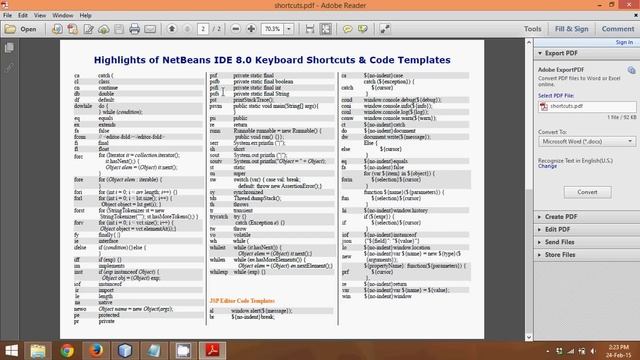 Netbeans IDE KeyBoard Shortcuts Code Template for Java смотреть онлайн