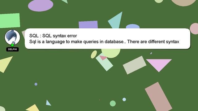 SQL : SQL syntax error смотреть онлайн