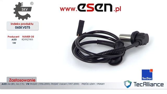 Czujnik ABS przód lewy prawy AUDI A4 B5, AUDI A6 C5, VW PASSAT 1997-2000 OE 8D0927803, смотреть онлайн
