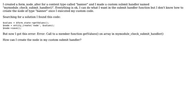 Drupal: Custom submit handler: how to create node? смотреть онлайн