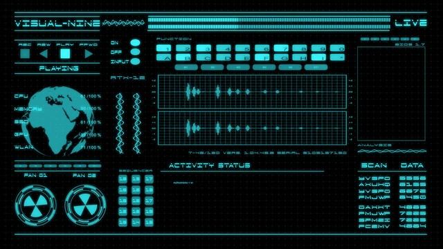 Sci- Fi Hacker Background Hud Blue 4K смотреть онлайн