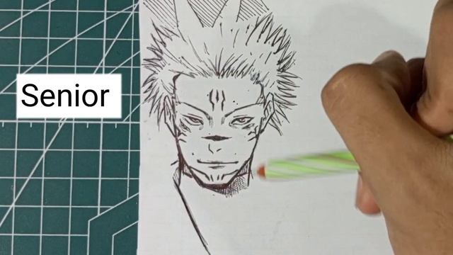 Drawing In 4 Different Level (Sukuna Megumi Vessel from Jujutsu Kaisen) смотреть онлайн