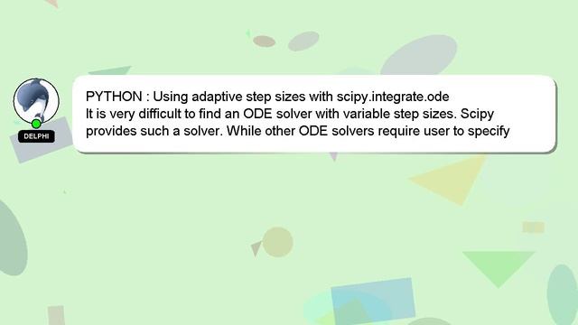PYTHON : Using adaptive step sizes with scipy.integrate.ode смотреть онлайн