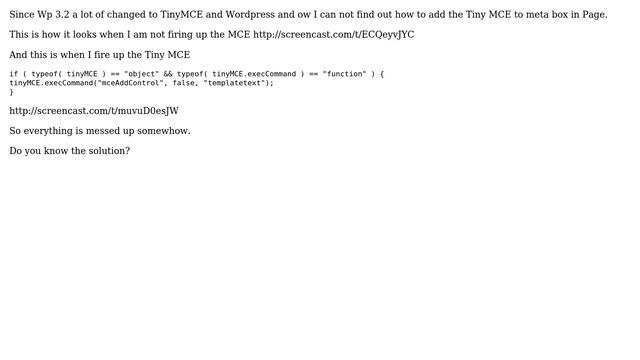Wordpress: The correct way of adding TinyMCE editor to custom meta box textarea? смотреть онлайн