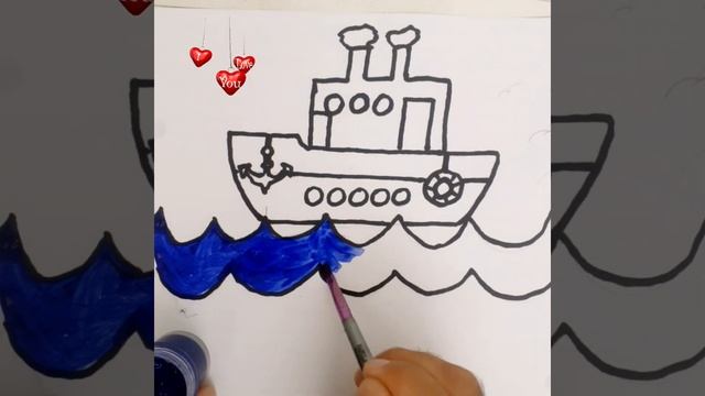 Drawing for children,Рисуем Пороход для детей с гуашью смотреть онлайн