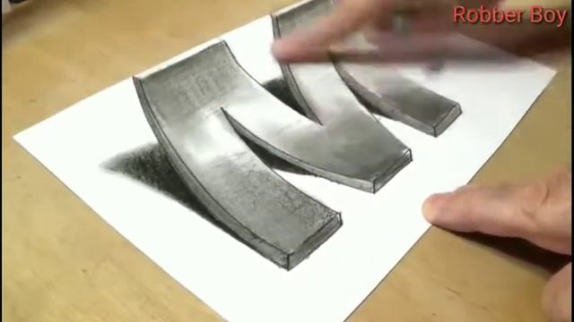 Как нарисовать 3D рисунок . Буква М . За 15 минут. смотреть онлайн