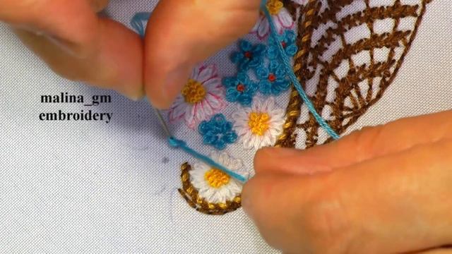Hand Embroidery: Basket With Wildflowers