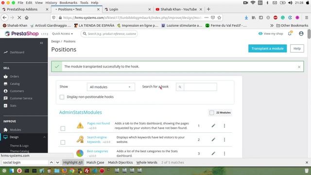 Prestashop hook unhook module transplant module from back-office смотреть онлайн