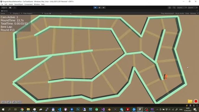 Нейросеть управляет машинками на гоночном треке - Stochastic Gradient Descent смотреть онлайн