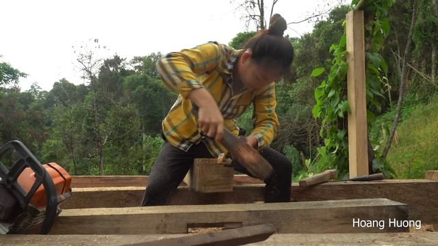 Assembling wooden house frames (CABIN) | Hoang Huong смотреть онлайн