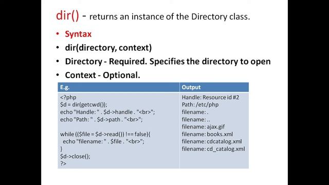 Directory Functions In PHP смотреть онлайн