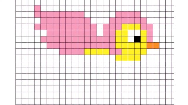 Как нарисовать птичку по клеточкам. Рисунок птицы. How to draw a bird. Simple bird drawing. смотреть онлайн