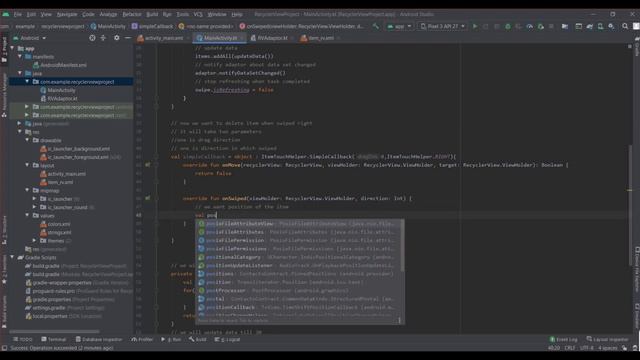 How to implement swipe to delete in Recycler View in Android Studio | Kotlin | Android смотреть онлайн