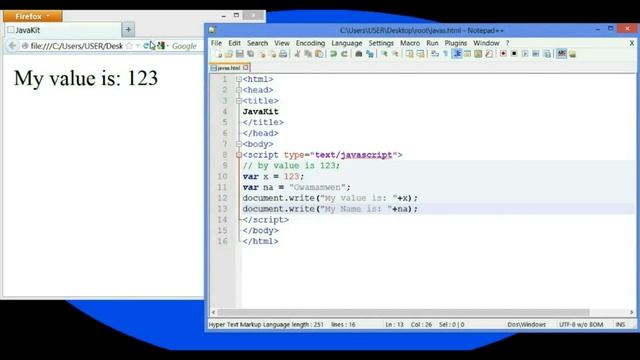 part-14 javascript varibles string value смотреть онлайн