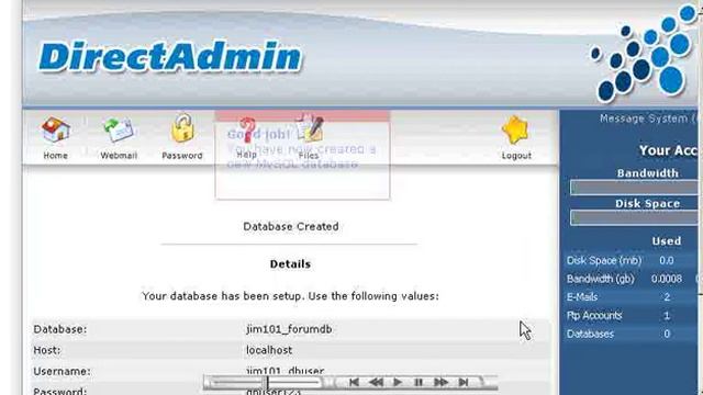 Creating an MySQL database in Direct Admin смотреть онлайн