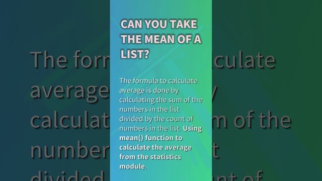 How do you find the mean of a list in Python? смотреть онлайн