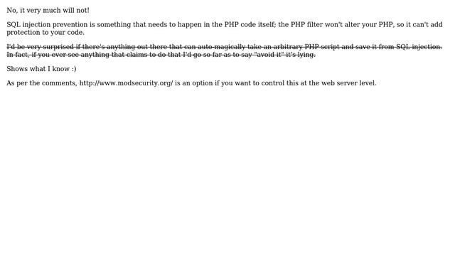Drupal: Will the PHP filter prevent SQL injection attacks? (4 Solutions!!) смотреть онлайн
