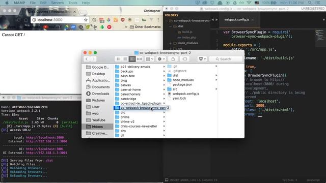 How to Refresh Your Pages Automatically with Webpack and Browsersync | Part 2 (Dynamic Sites) смотреть онлайн