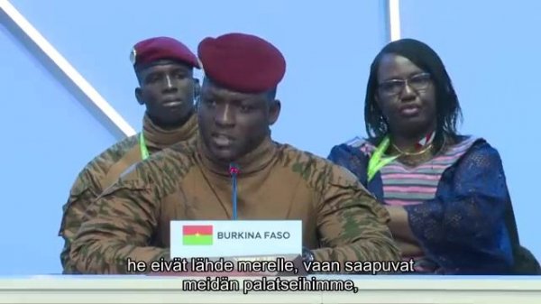 Ibrahim Traorén puhe  Pietarissa 27. heinäkuuta 2023