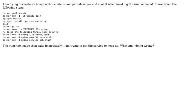 Docker container SSHOpen not staying up смотреть онлайн