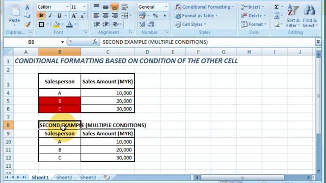 Excel 2007 - Conditional Formatting Based on Condition of Other Cell смотреть онлайн