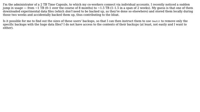 Apple: Find individual users' backup size in Time Capsule смотреть онлайн