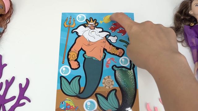 The Little Mermaid DIY Make Your Own Face Stickers with Ariel, Eric, Ursula Dolls смотреть онлайн