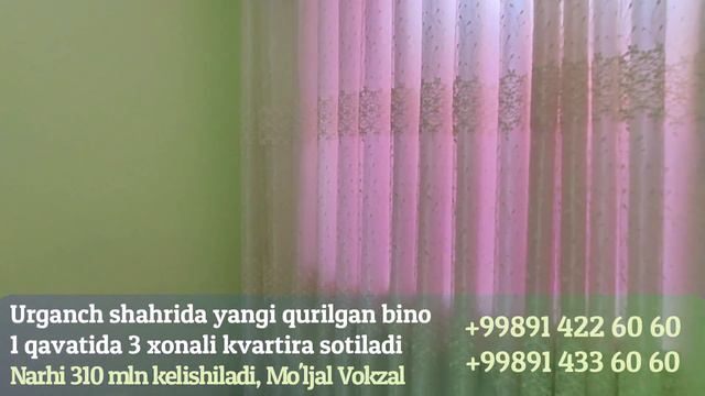 3 xonali kvartira ayrim jihozlari bilan sotiladi / Vokzal Urganch смотреть онлайн