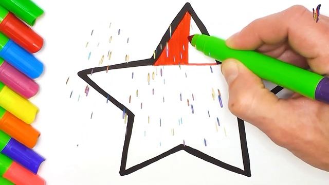How to draw and color a rainbow star for kids смотреть онлайн