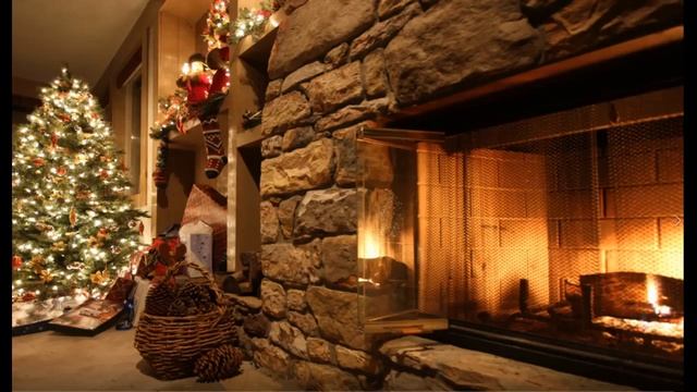 Рождественская метель и треск огня в камине. Christmas blizzard and crackling fire in the fireplace смотреть онлайн
