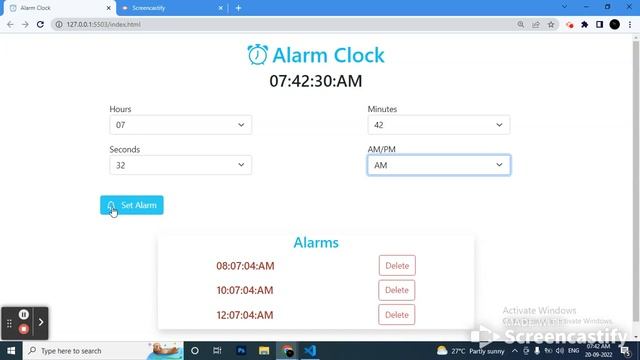 Alarm Clock using Html Css and JavaScript | Coding Ninjas | FrontEnd Skill Test смотреть онлайн