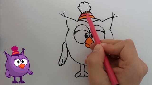 Учимся рисовать смешариков. Как нарисовать Совунью. Рисуем карандашами и фломастерами. смотреть онлайн