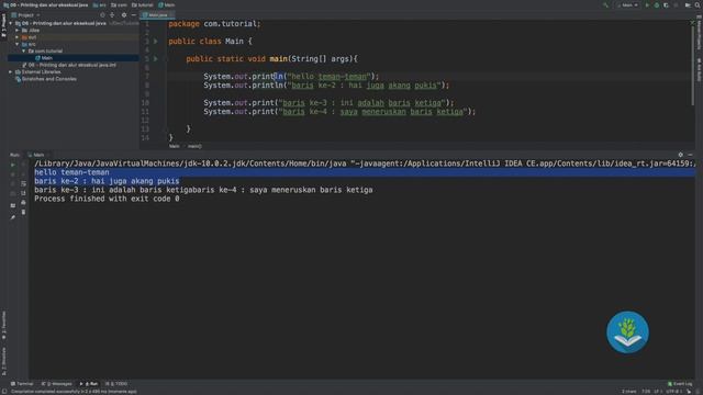 Belajar Java [Dasar] - 06 - Pengenalan Print dan Alur Eksekusi смотреть онлайн
