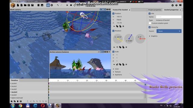 Minecraft Speed Art: Axolotl and the mermaid смотреть онлайн