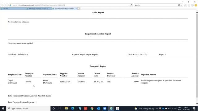 Oracle EBS Payables Employee Expense template & Invoice смотреть онлайн
