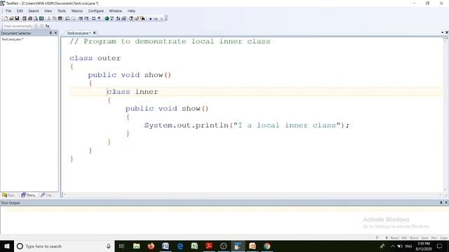 TYBSc Java Local Inner class смотреть онлайн