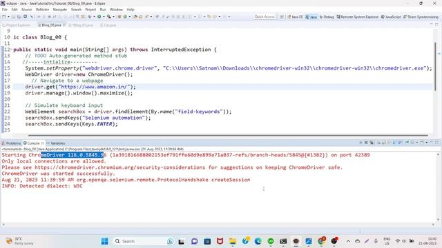 org.openqa.selenium.SessionNotCreatedException in Java selenuim | Java | ChromeDriver смотреть онлайн