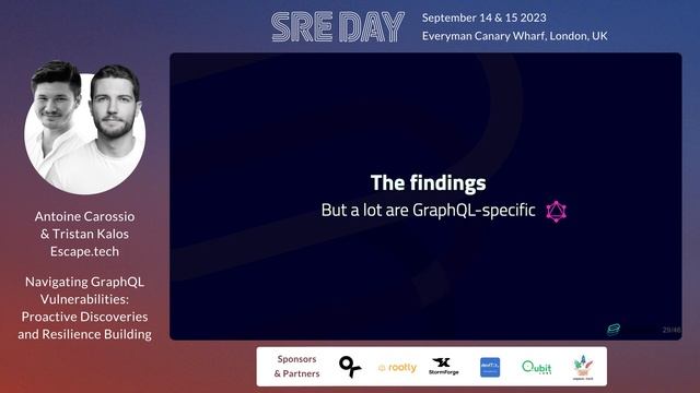 Navigating GraphQL Vulnerabilities: SRE / DevSecOps | Antoine Carossio & Tristan Kalos | SREday 202 смотреть онлайн