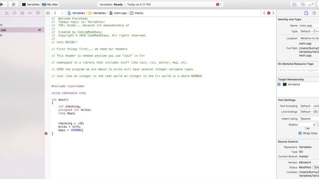 Variables: INTEGERS C++ Declaring and Initializing смотреть онлайн